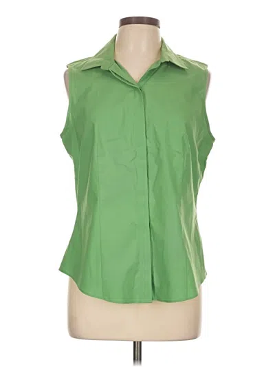 Pre-owned Talbots Sleeveless Button Down Shirt In Green