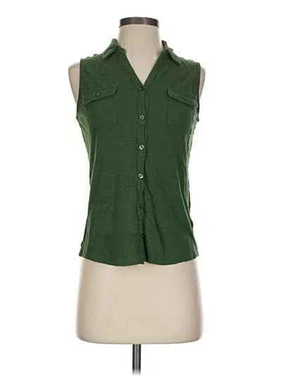 Pre-owned Talbots Sleeveless Button Down Shirt In Green