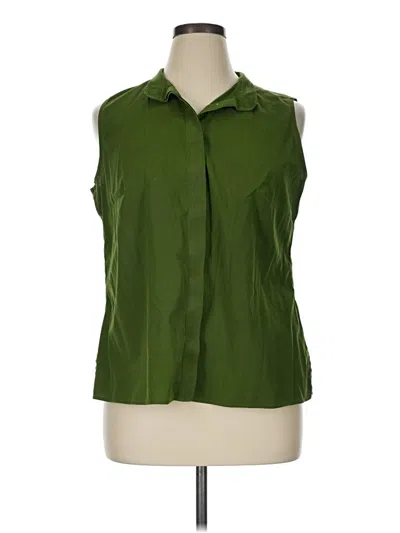 Pre-owned Talbots Sleeveless Button Down Shirt In Green