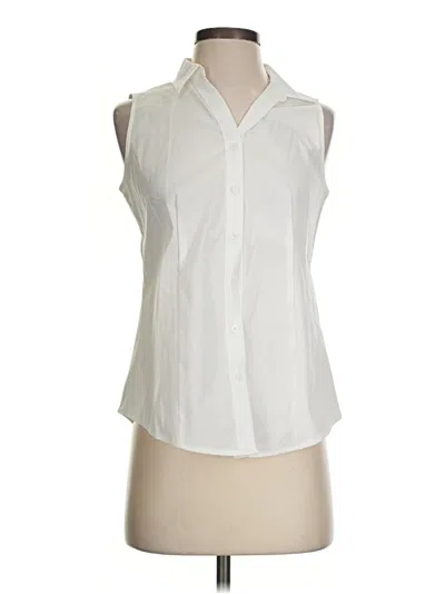 Talbots Sleeveless Button Down Shirt In Ivory