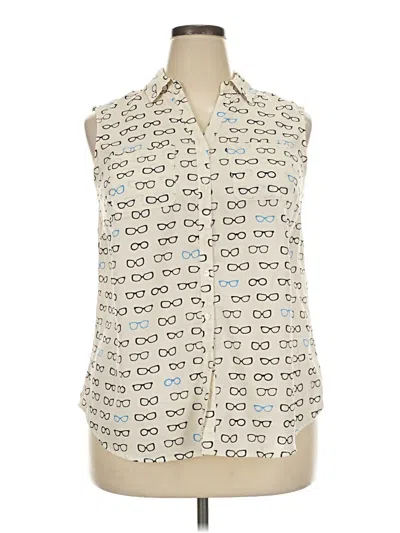 Pre-owned Talbots Sleeveless Button Down Shirt In Ivory