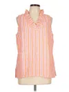 Talbots Sleeveless Button Down Shirt In Pink