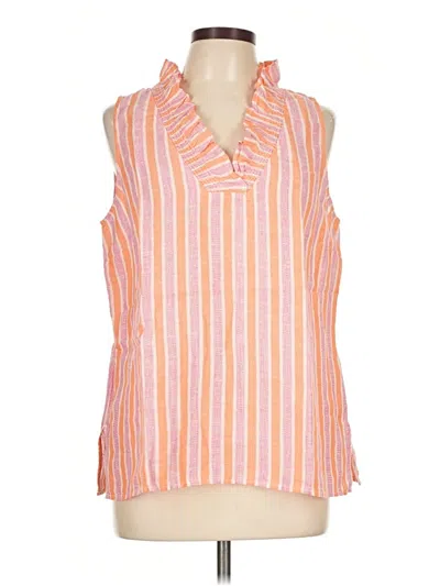 Talbots Sleeveless Button Down Shirt In Orange