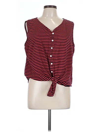 Pre-owned Talbots Sleeveless Button Down Shirt In Red