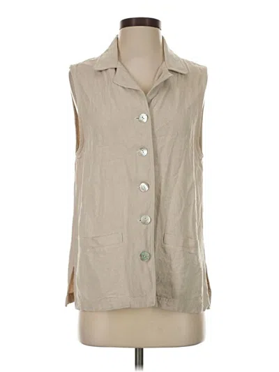 Pre-owned Talbots Sleeveless Button Down Shirt In Tan