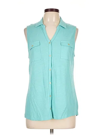 Pre-owned Talbots Sleeveless Button Down Shirt In Teal