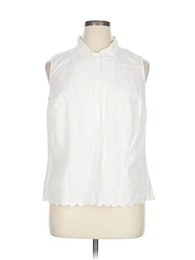 Pre-owned Talbots Sleeveless Button Down Shirt In White