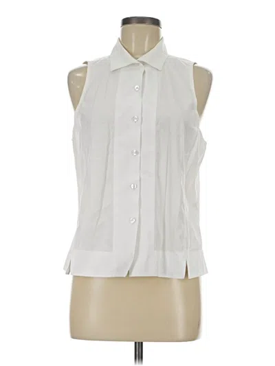 Pre-owned Talbots Sleeveless Button Down Shirt In White