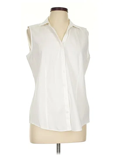 Pre-owned Talbots Sleeveless Button Down Shirt In White
