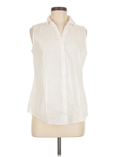 Pre-owned Talbots Sleeveless Button Down Shirt In White