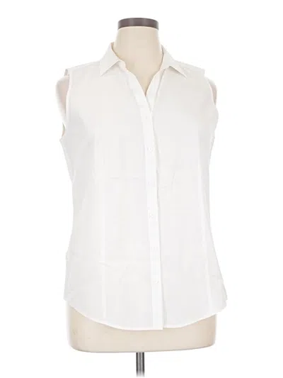 Pre-owned Talbots Sleeveless Button Down Shirt In White