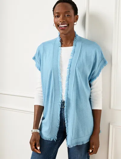 Talbots Sleeveless Cardigan Sweater - Blue Bell Heather - M/l