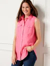 Talbots Sleeveless Linen Boyfriend Shirt - Ultra Pink - 1x