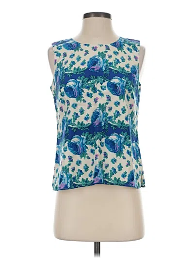 Pre-owned Talbots Sleeveless Silk Top Blue Halter Neckline Tops