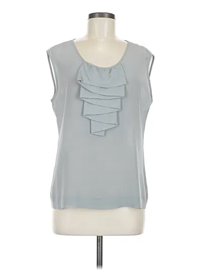 Pre-owned Talbots Sleeveless Silk Top Gray Ruffles Neckline Tops