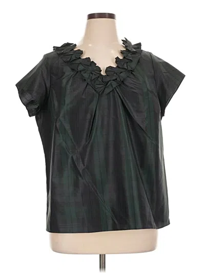 Pre-owned Talbots Sleeveless Silk Top Green Ruffles Neckline Tops