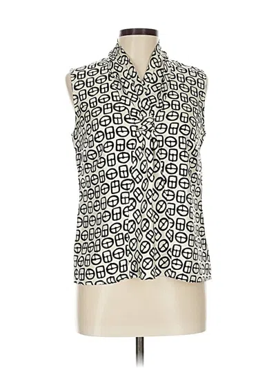 Pre-owned Talbots Sleeveless Silk Top Ivory Cowl Neck Tops In White