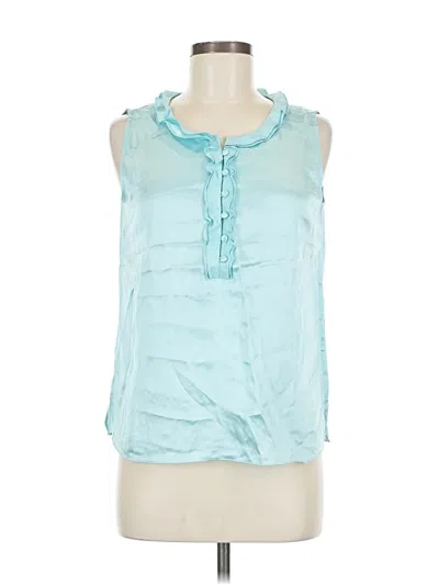 Pre-owned Talbots Sleeveless Silk Top Teal Halter Neckline Tops In Blue