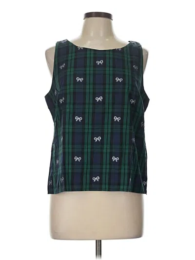 Talbots Sleeveless Top Green Square Neckline Tops In Multi