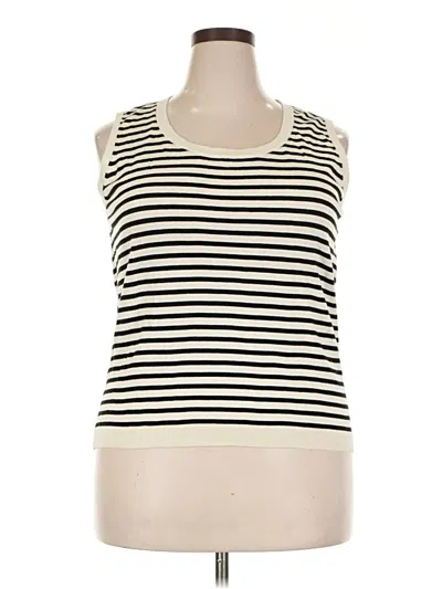 Pre-owned Talbots Sleeveless Top Ivory Scoop Neck Tops In White