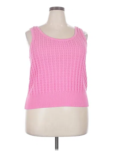 Talbots Sleeveless Top Pink Square Neckline Tops