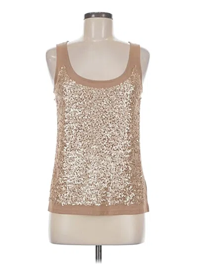 Pre-owned Talbots Sleeveless Top Tan Square Neckline Tops In Brown