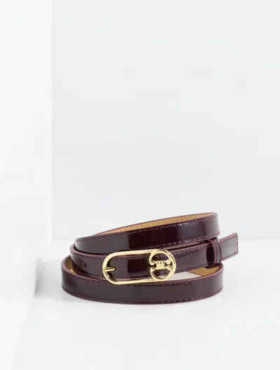 Talbots Slim Leather Belt - Deep Burgundy - Xs