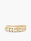 Talbots Slim Metallic Leather Belt - Gold - Xl  In Gold