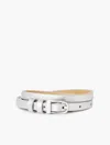 Talbots Slim Metallic Leather Belt - Silver - Large
