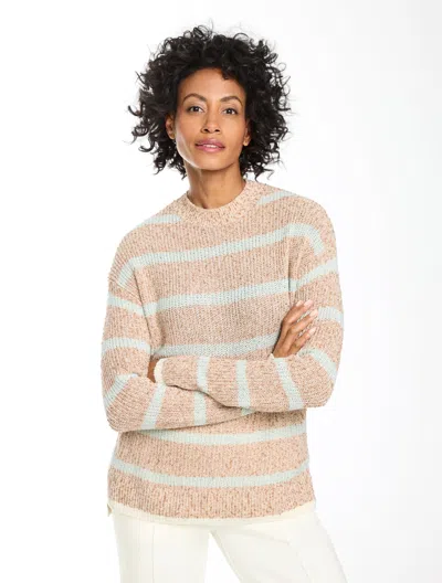 Talbots Slub Cotton Crewneck Sweater - Stripe - Sheer Blue/chantelle - Xs  In Multi