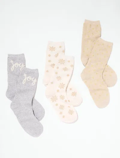 Talbots Snowflake Trouser Socks 3 Pack Gift Set - Ivory - 001  In Neutral