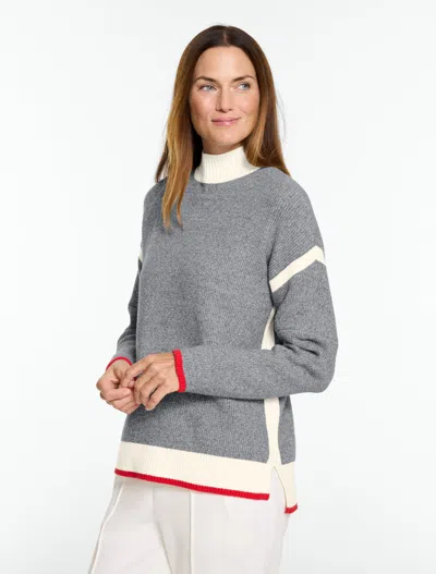 Talbots Sock Monkey Mockneck Sweater - Ivory/horizon Grey Heather - Xs  In Gray