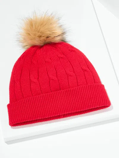 Talbots Soft Cable Knit Beanie - Red - 001