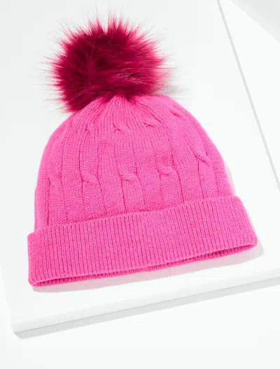 Talbots Soft Cable Knit Beanie - Very Berry - 001