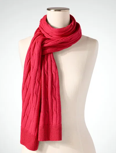 Talbots Soft Cable Knit Scarf - Red - 001