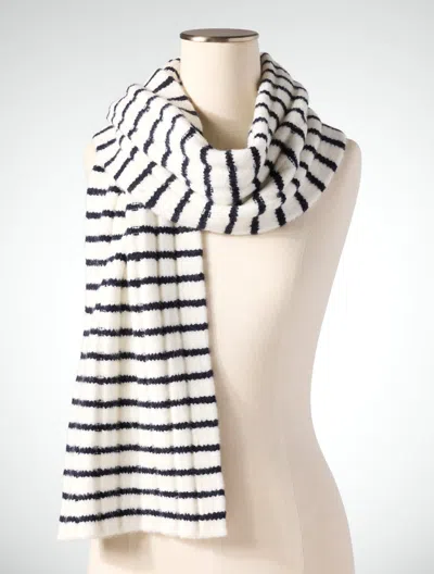 Talbots Soft Ribbed Scarf - Stripe - Ivory - 001