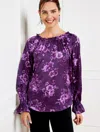 Talbots Soft Satin Charmeuse Off-the-shoulder Top - Rich Amethyst - 1x  In Rich Amethyst