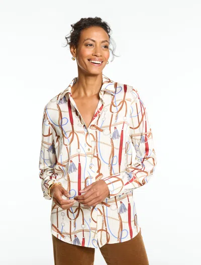 Talbots Soft Satin Charmeuse Shirt - Equestrian Status - Ivory - Xs