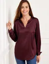 Talbots Soft Satin Charmeuse Top - Rich Burgundy - 3x  In Rich Burgundy
