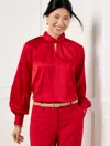 Talbots Soft Satin Charmeuse Twist Neck Top - Red - 1x  In Red