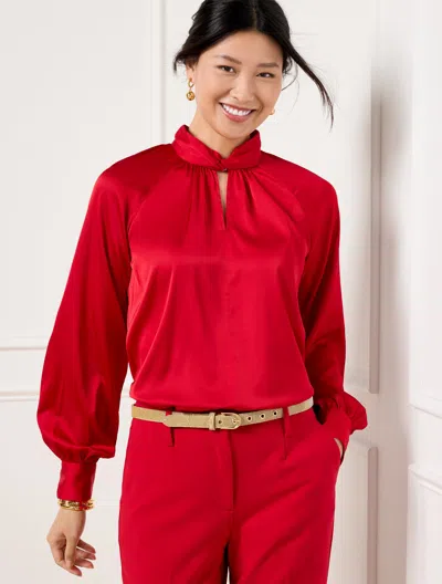 Talbots Soft Satin Charmeuse Twist Neck Top - Red - 1x