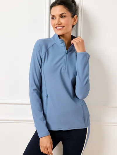 Talbots Soft Stretch Ribbed Half-zip Pullover Sweater - Moonlight Blue - 3x