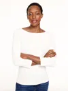 Talbots Solid Bateau Neck T-shirt Pima Cotton - White - Medium