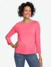Talbots Solid Bateau Neck T-shirt Pima Cotton - Dahlia Pink - Xs