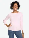 Talbots Solid Bateau Neck T-shirt Pima Cotton - Delicate Rose - Xs  In Pink