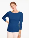 Talbots Solid Bateau Neck T-shirt Pima Cotton - Limoges - Xs  In Blue
