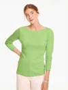 Talbots Solid Bateau Neck T-shirt Pima Cotton - Peridot Green - Xs