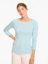 Talbots Solid Bateau Neck T-shirt Pima Cotton - Spa Blue - Small