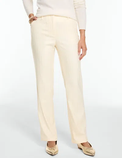 Talbots Southampton Lightweight Double Cloth Straight Leg Pants - Pickstich Pinstripe - Ivory/gold - 2 In Ivory,gold