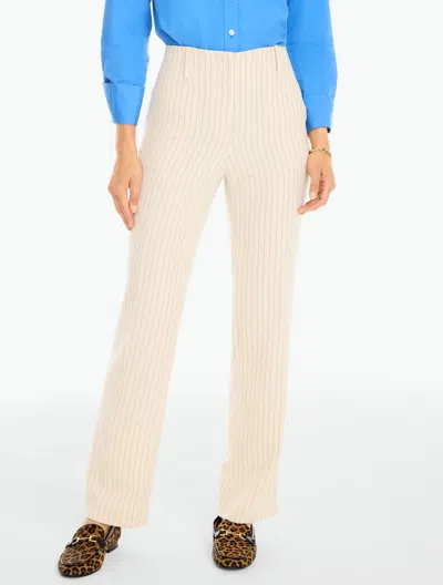 Talbots Southampton Tailored Stretch Straight Leg Pants - Double Stripe - Ivory/black - 2 In White